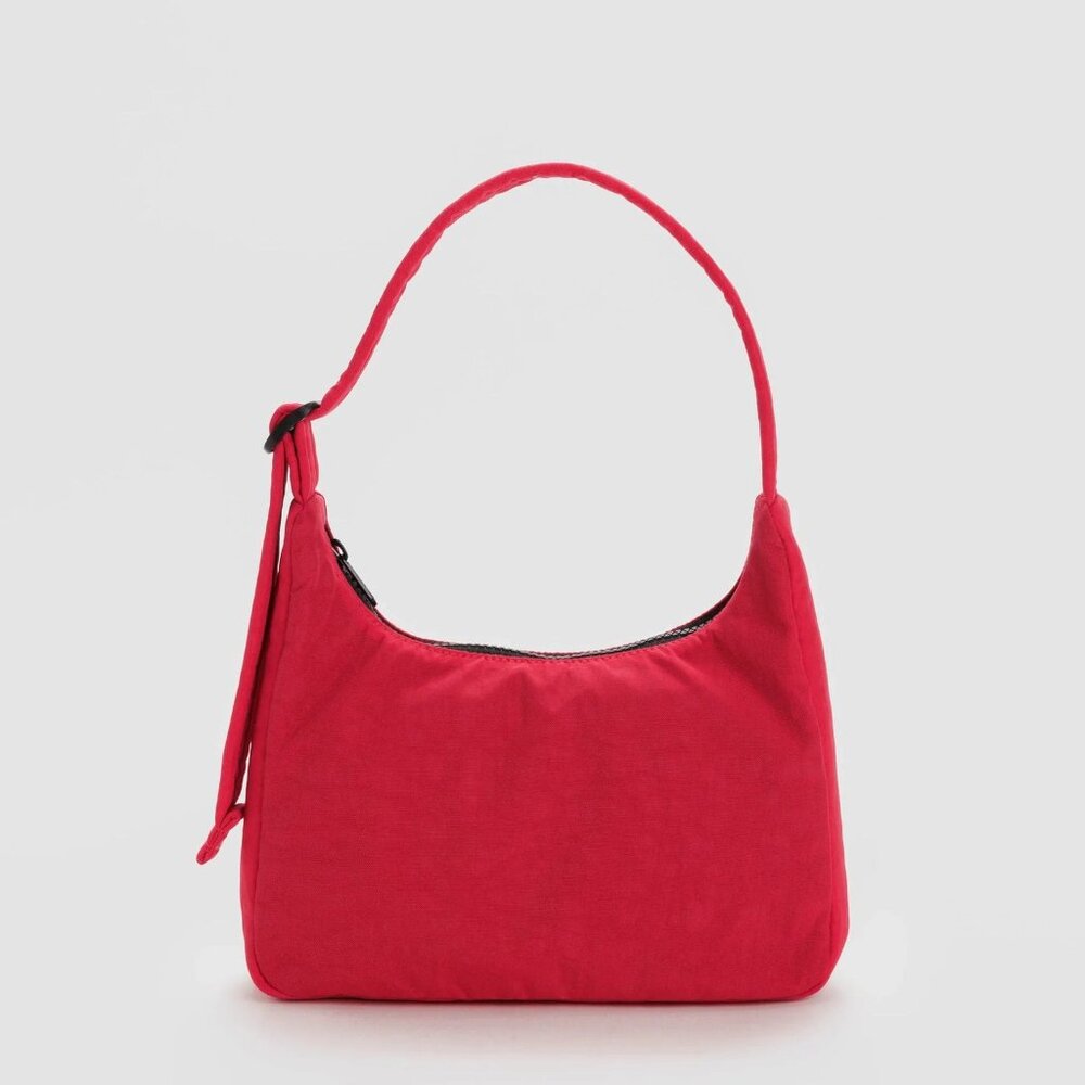 Baggu Mini Nylon Shoulder Bag Candy Apple Red Slouchy Hobo Travel Buckle